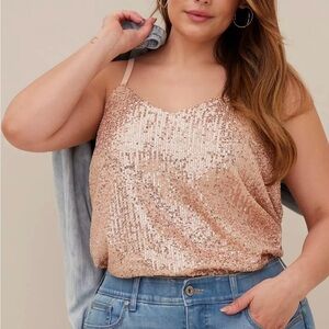 NWT! Torrid- Sophie Rose gold sequin cami. Size : 0 (L-12)